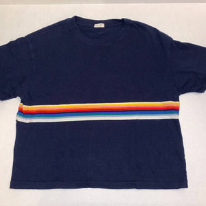 John Galt Brandy Melville Crop Tee Rainbow Blue Pride tops M